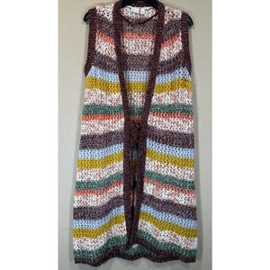 Est. 1946 Sweater Duster Women’s Size Large Soft Multicolored Crocheted Long